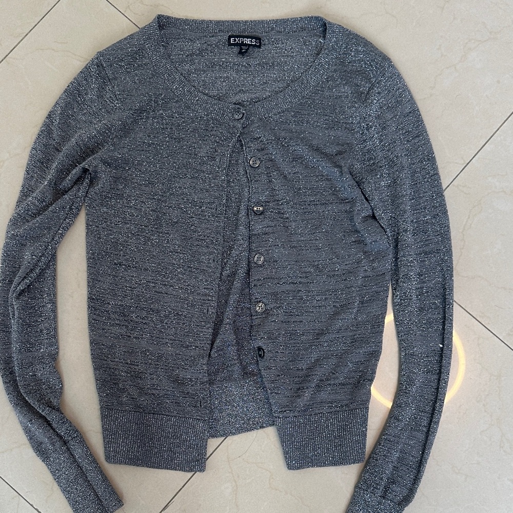 Express Women's Charcoal Button-Up Cardigan